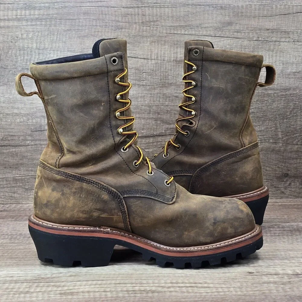 Red Wing 2217 Loggermax 9'' Men's 10 D Brown Leather Waterproof Steel Toe Boots